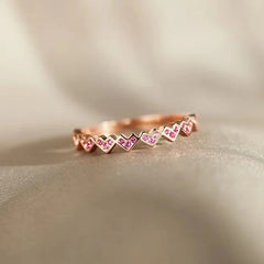 Sweet Pink Cubic Zironia Heart Rings Accessories Trendy Jewelry