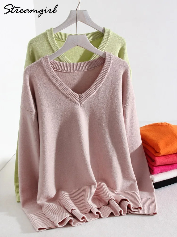 Knitted Sweater Pullovers Loose Casual Tops Jumpers