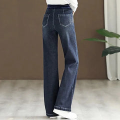 Casual Wide Leg Jeans Patchwork High Waist Vintage Baggy