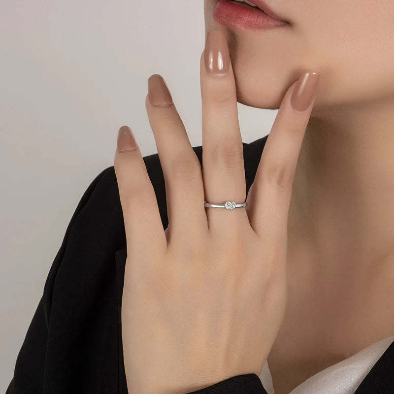 Heart Cut Moissanite Ring for Women Pure Classic Fashion Jewelry