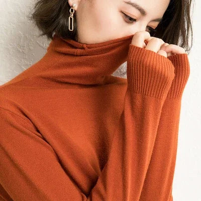 Women Sweater Turtleneck Shirts Fashion  Long Sleeve Pullovers