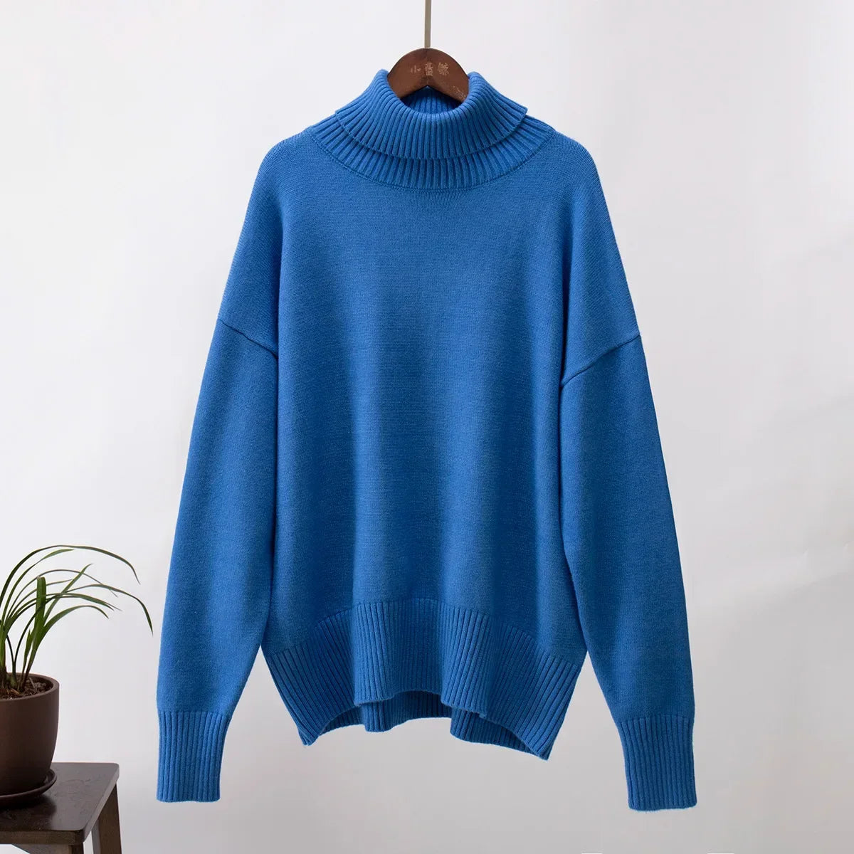 High Neck Pullover Warm Loose Knitted Base Sweater Jacket Tops