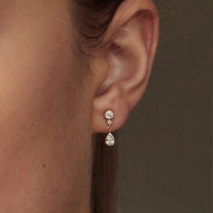 Silver Teardrop-Shaped Dangling Stud Earrings