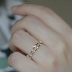 Silver Double layer Butterfly Crystal Rings