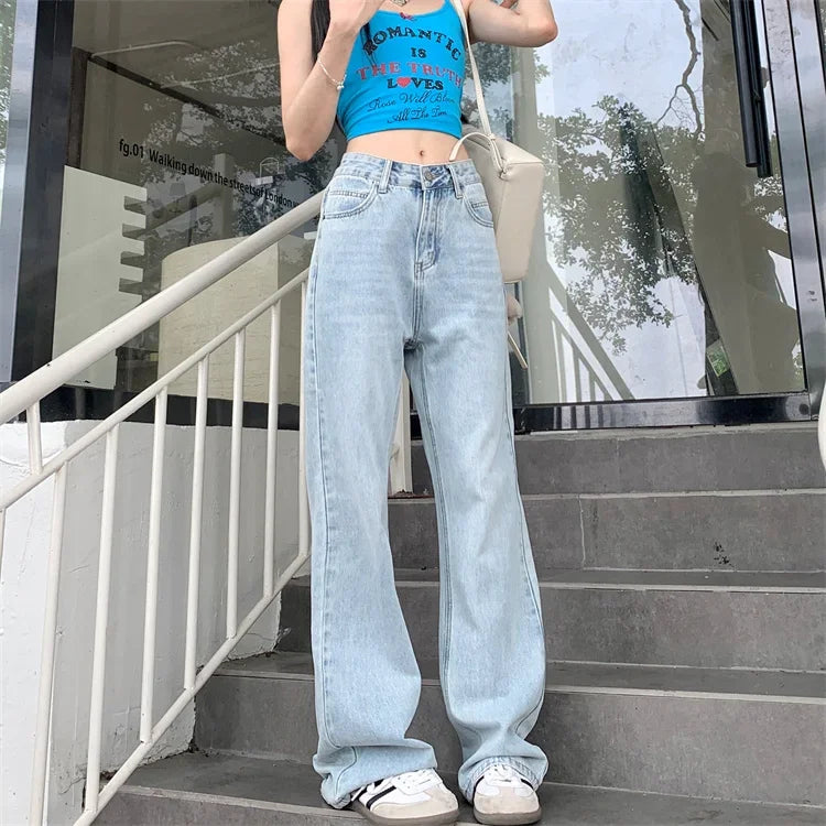 Retro Y2K Versatile Jeans Street Fashion Loose Straight Denim Trousers