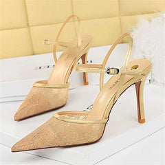 Sandals Women Thin High Heels Shallow Pointed Strap Pumps