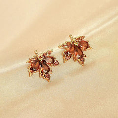 Chic Gold Color Maple Stud Earring Accessories Fashion