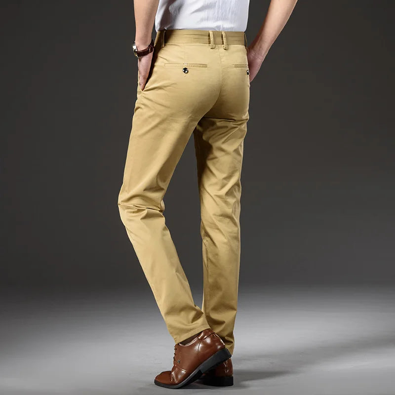 Cotton Stretch Straight Loose Lightweight Pants Men's Business Casual Trousers