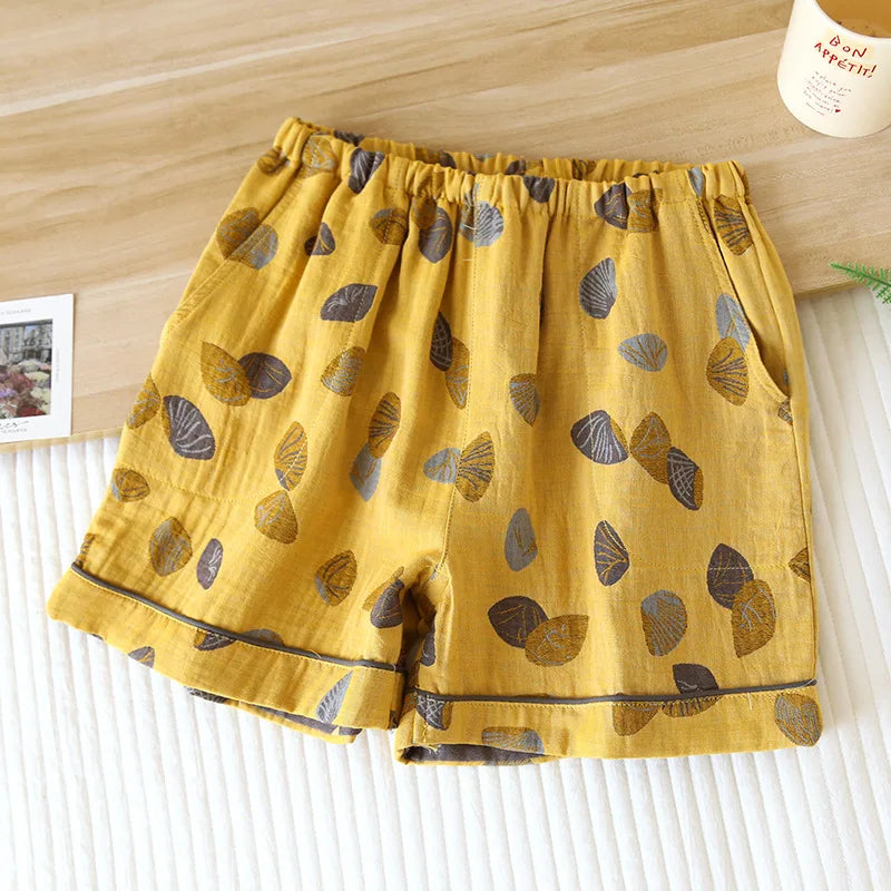 Shorts Cotton Vintage Yarn Weaving Printed Sleepwear Home Pants