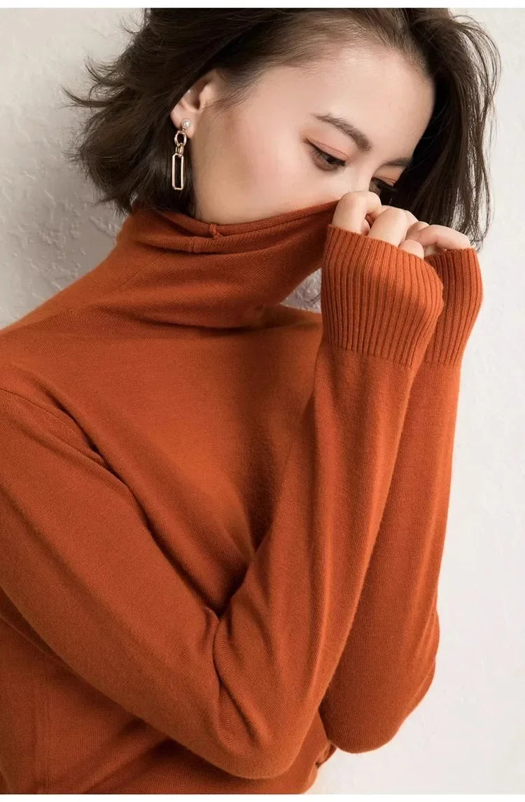 Women Sweater Turtleneck Shirts Fashion  Long Sleeve Pullovers