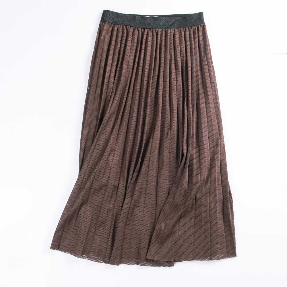 Summer Coffee Pleated Skirt Women Skirts Style Fashion