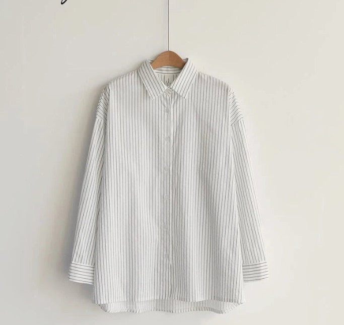 Shirt Blouse Fashion Stripe Office Button Up Shirt Long Sleeve