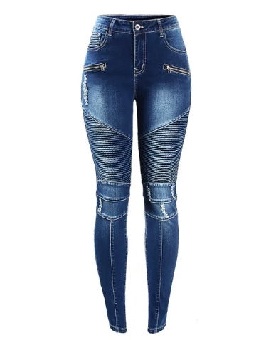 Zipper High Waist Skinny Jeans Woman Denim Pencil Black Jeans