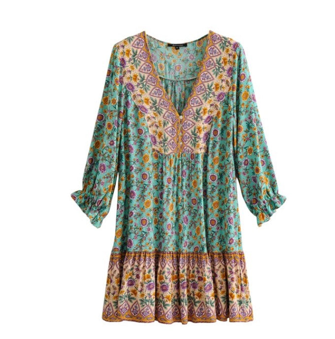 Floral Print Vestido Bohemian Dress