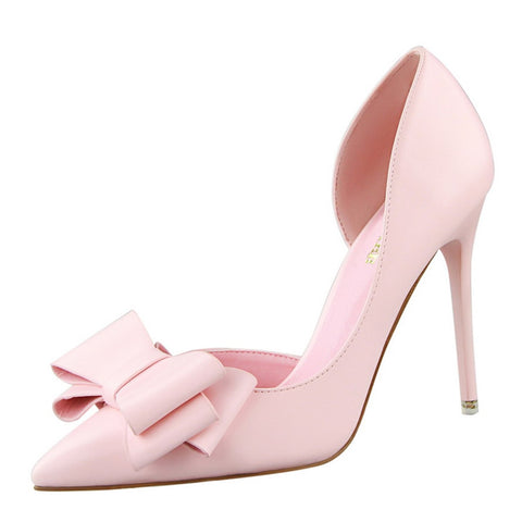 Fashion Women Shoes Wedding Bow High Heels Stiletto Heels Shallow Pointed