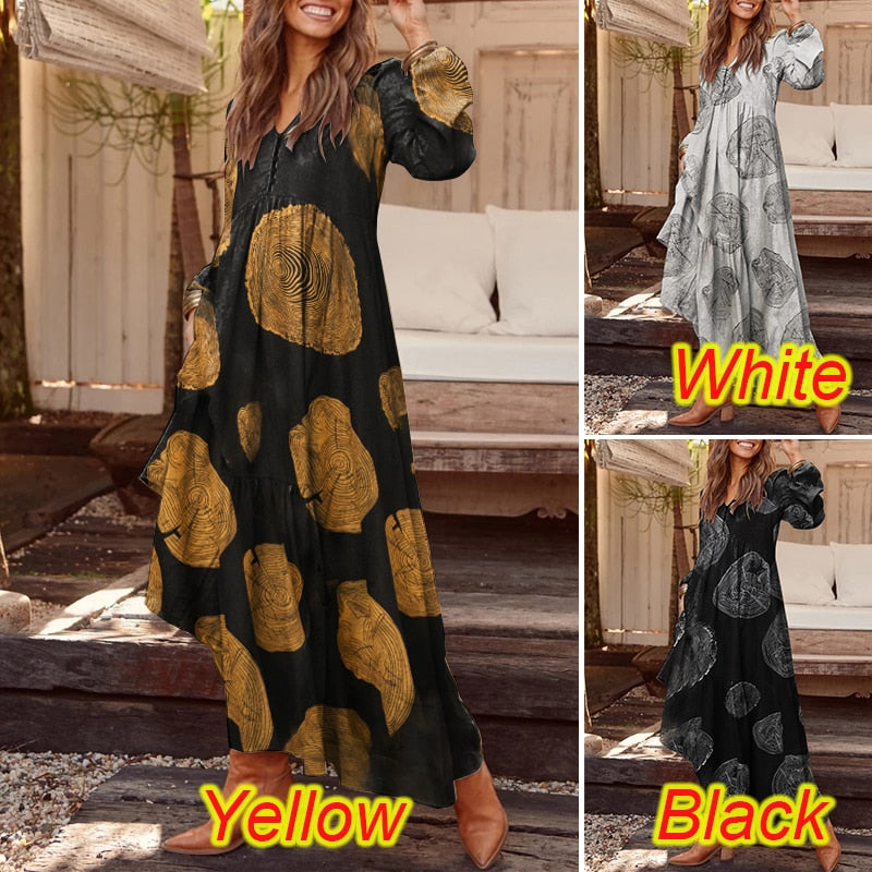 Bohemian Shirt Dress Women Maxi Sundress