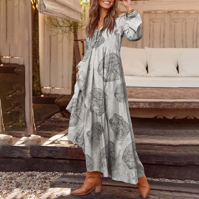 Bohemian Shirt Dress Women Maxi Sundress