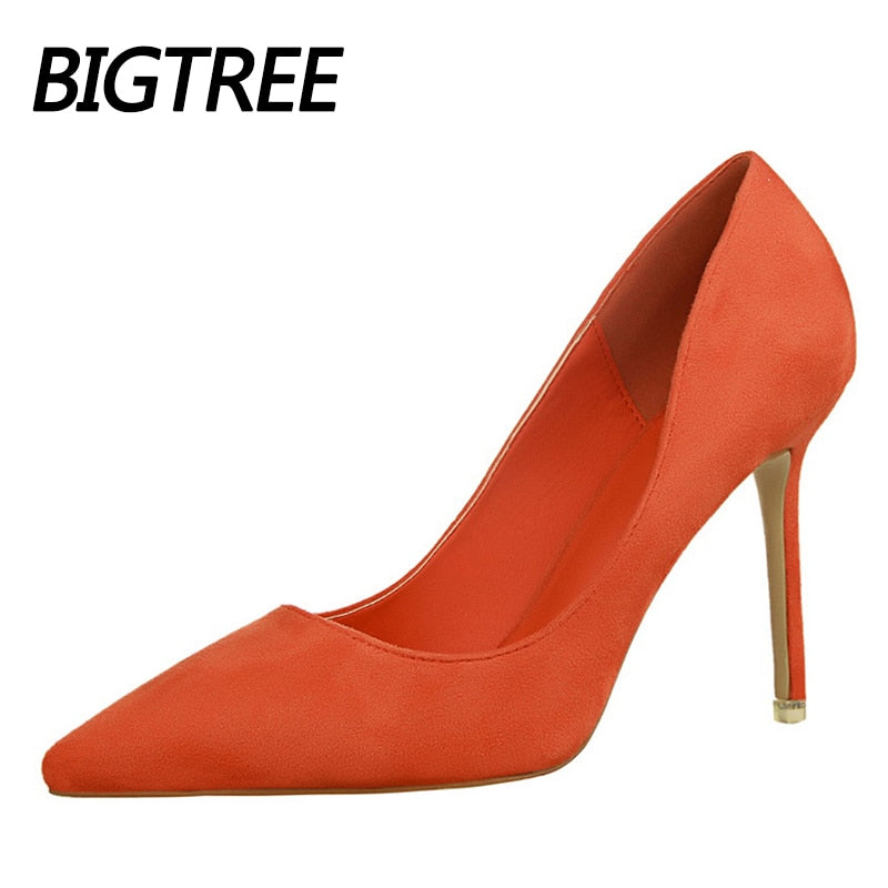 Shoes woman pumps classic women Shoes basic Women heels Flock