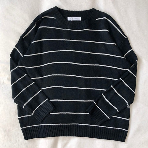 Pullover Loose Casual Stripe Oversize Knitted Sweater