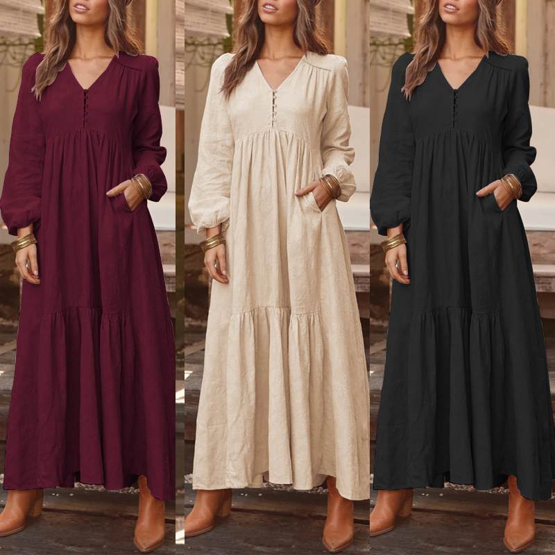 Bohemian Shirt Dress Women Maxi Sundress