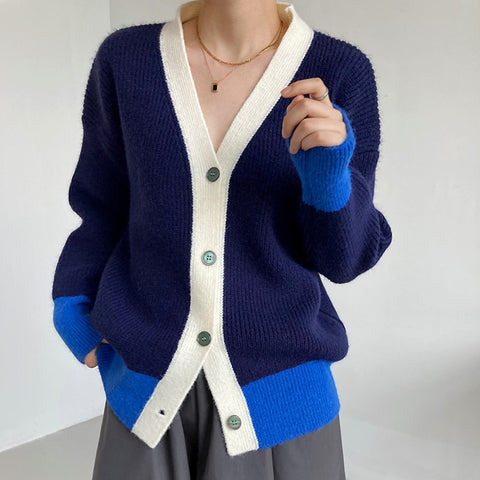 Vintage Cardigan V Neck Single-breasted Korean Chic Knitted Sweater