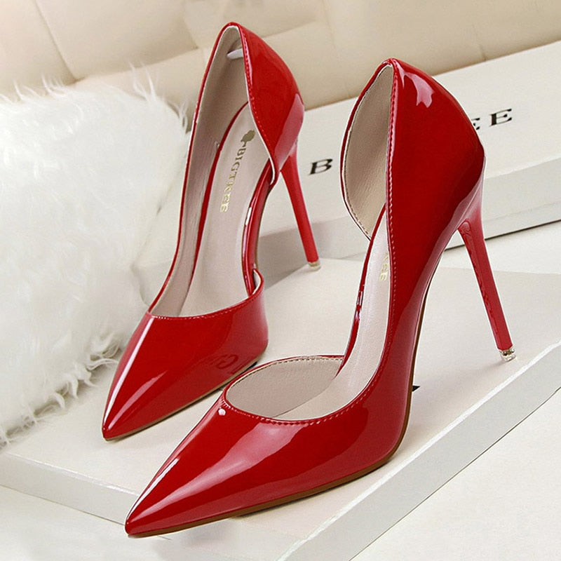 Shoes Patent Leather Heels Fashion Woman Pumps Stiletto Women Shoes