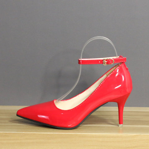 7cm Or 10cm Heels Buckle Women Pointed Toe Pumps Patent Leather Shoes