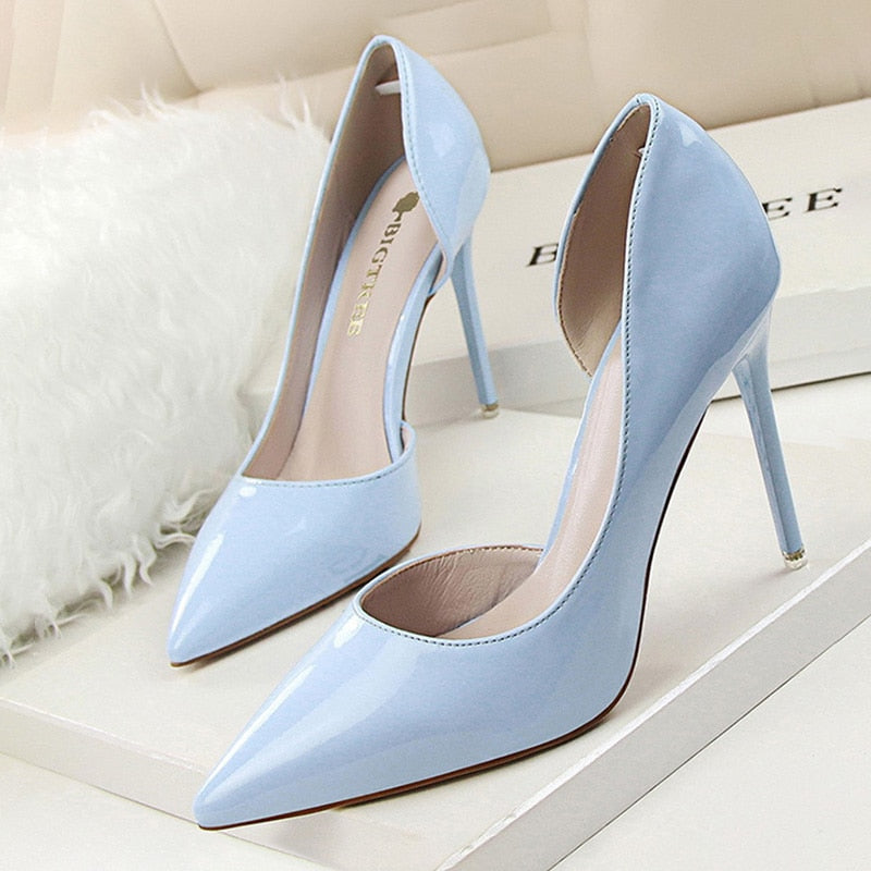 Shoes Patent Leather Heels Fashion Woman Pumps Stiletto Women Shoes