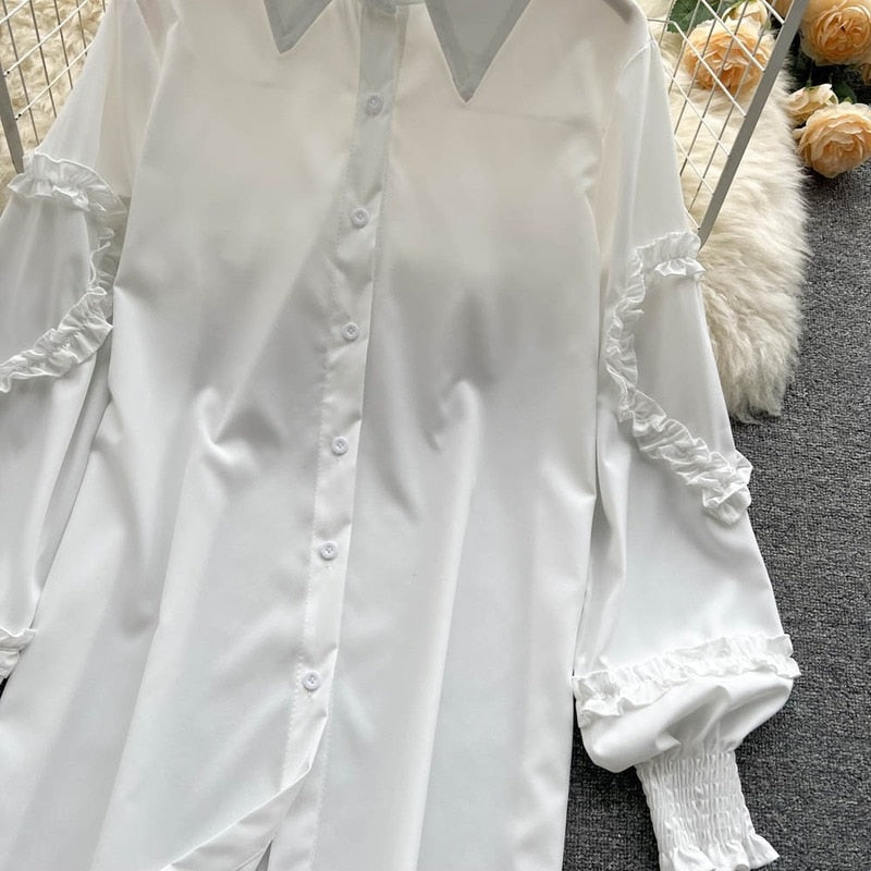 Sweater Dress Suits White Blouse and Sleeveless Knitted Tops