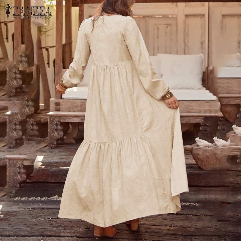 Bohemian Shirt Dress Women Maxi Sundress