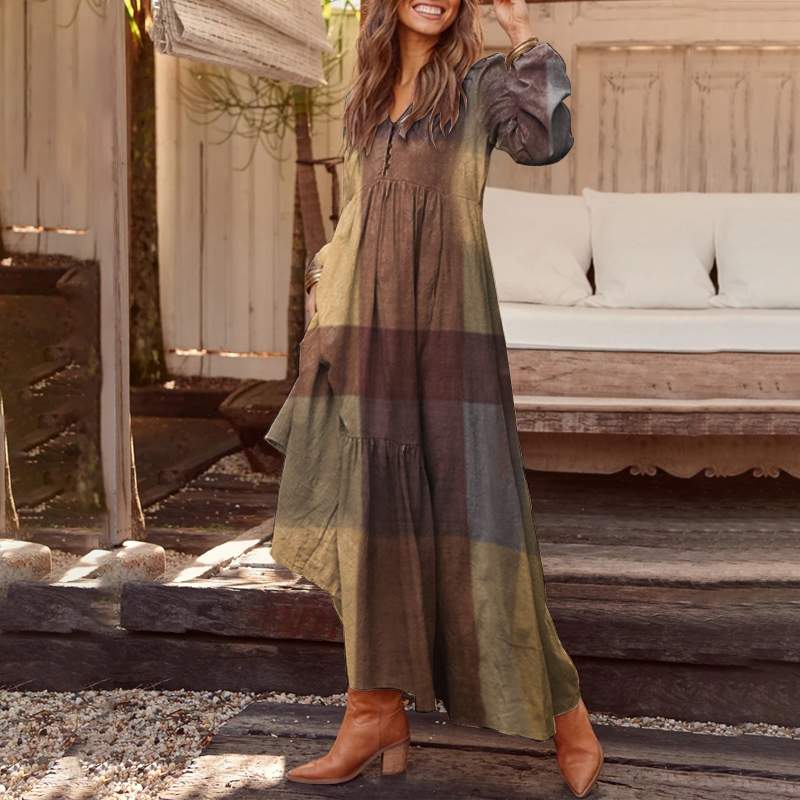 Bohemian Shirt Dress Women Maxi Sundress