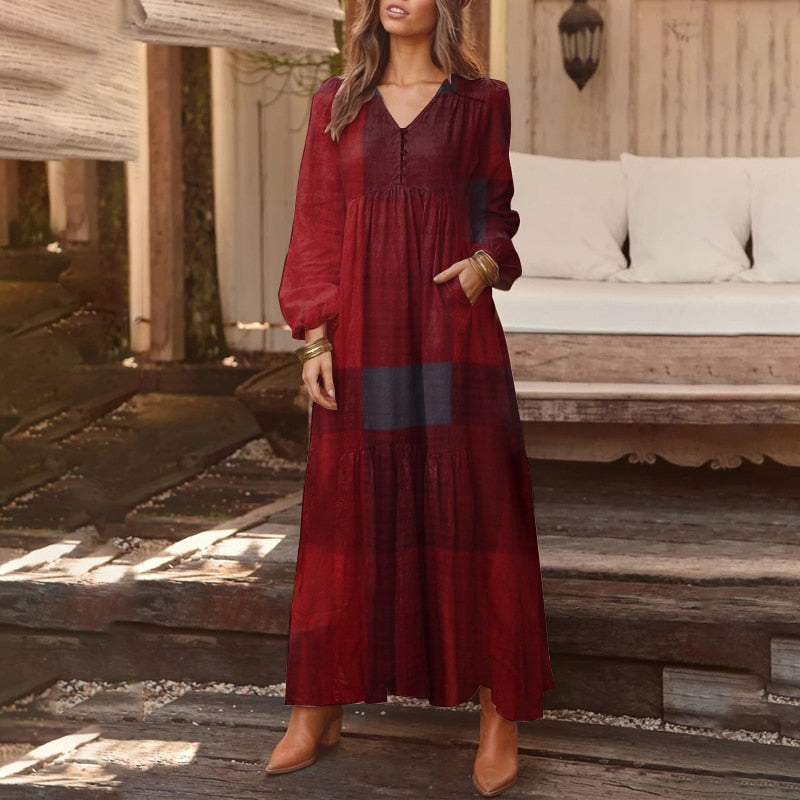 Bohemian Shirt Dress Women Maxi Sundress