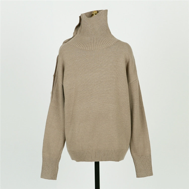 Sweater Strapless Button Korean Fashion Pullover Tops