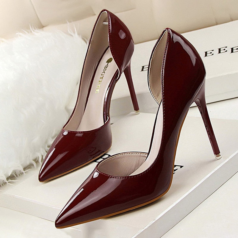 Shoes Patent Leather Heels Fashion Woman Pumps Stiletto Women Shoes