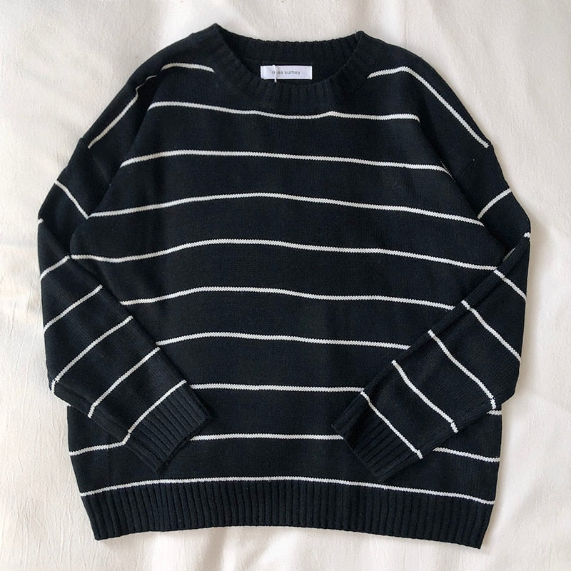 Pullover Loose Casual Stripe Oversize Knitted Sweater