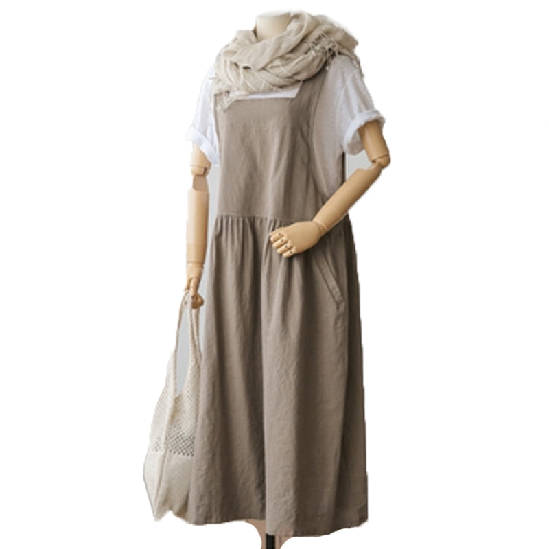 Dress Ladies Dress Plus Size XL- 5XL Cotton Linen Women Tank