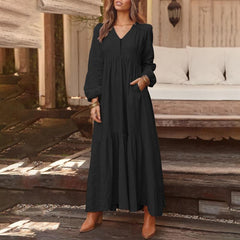 Bohemian Shirt Dress Women Maxi Sundress