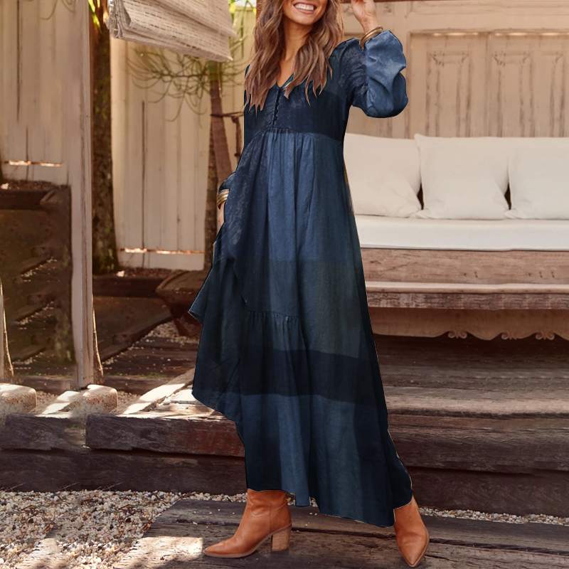 Bohemian Shirt Dress Women Maxi Sundress