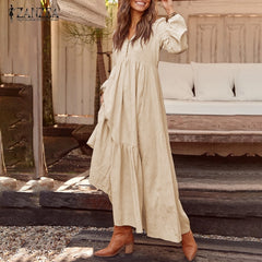 Bohemian Shirt Dress Women Maxi Sundress