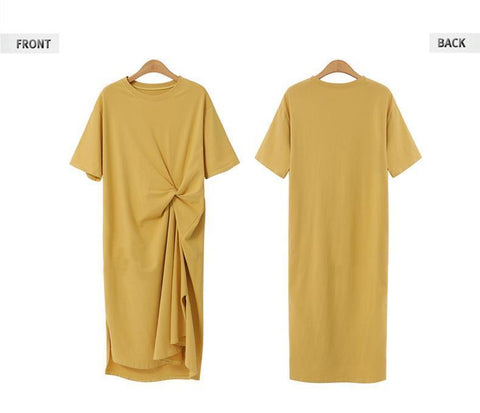 Dress Casual Shirt Dress Midi Women Style Clothes Side Split Ladies