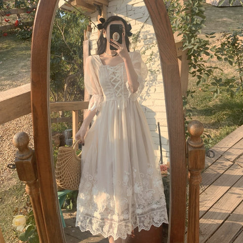 Lace Sweet Elegant Dress Women Evening Party One Piece Dress