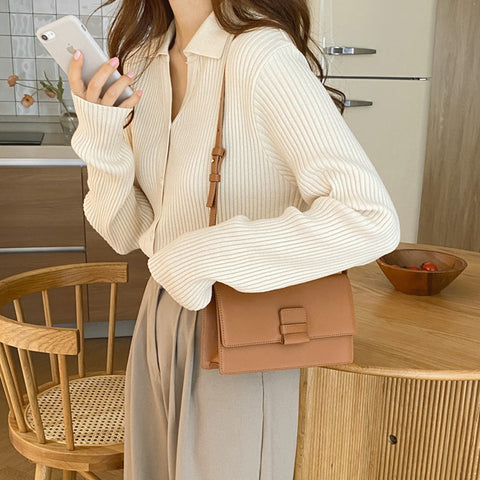 Casual Sweater V Neck Button Up Cardigan Loose Vintage Knitted