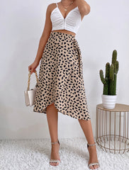 Polka Dot Print Long Maxi Split High Waist A-line Sun Skirt