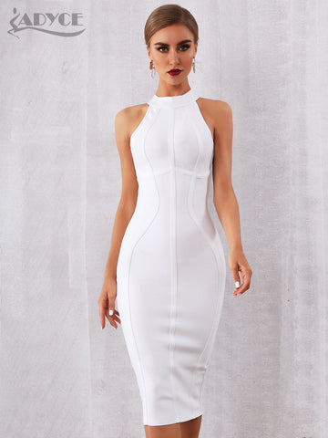 White Women Bodycon Bandage Dress Elegant Tank Sexy Sleeveless Club