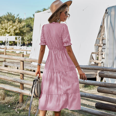 Fashion Dress Stripes Dresses Beach Travel Casual Wear