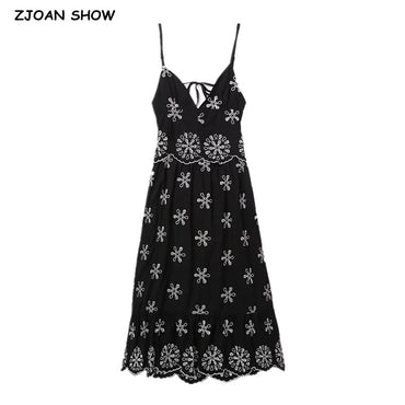 Embroidery Hollow Out Hole Flower  Dress