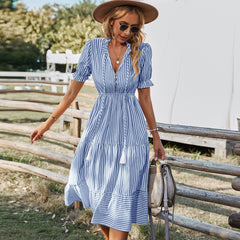 Fashion Dress Stripes Dresses Beach Travel Casual Wear