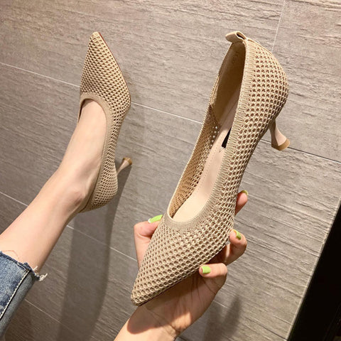 Women Pumps  Comfortable Triangle Heeled Party Shoes Stiletto Single  Shoes