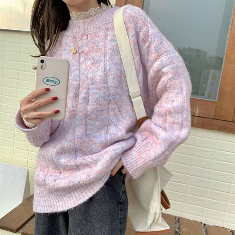 Fashion Twist Striped Sweater Women Retro Pullover Loose