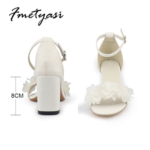 Heels Flower Sandals Summer Wedding Shoes Bride Shoes